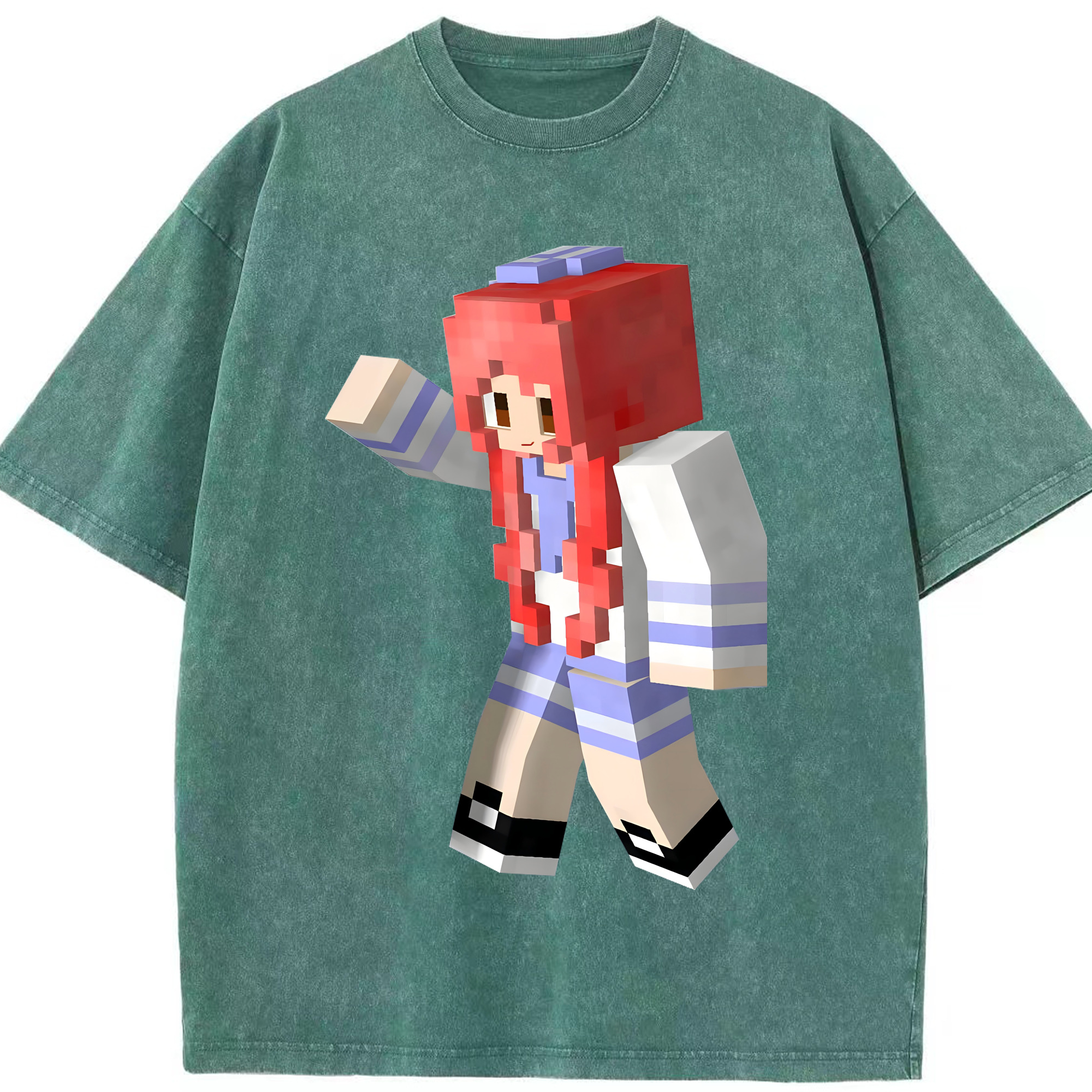 （画像用） マインクラフト ブロックの世界 Minecraft MC Block world 綿100% ヴィンテージ風 半袖Tシャツ（フロントプリント）